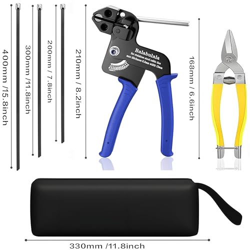 Stainless Steel Cable Tie Gun Kit, 150PCS (8” 11.8” 15.8”) Black Metal Zip Ties, Self-Locking, UV & Corrosion Resistant Stainless Steel Zip Ties, for Fence, Exhaust Pipe, Chicken Coop, Farm Use by Balabulala - Image 2