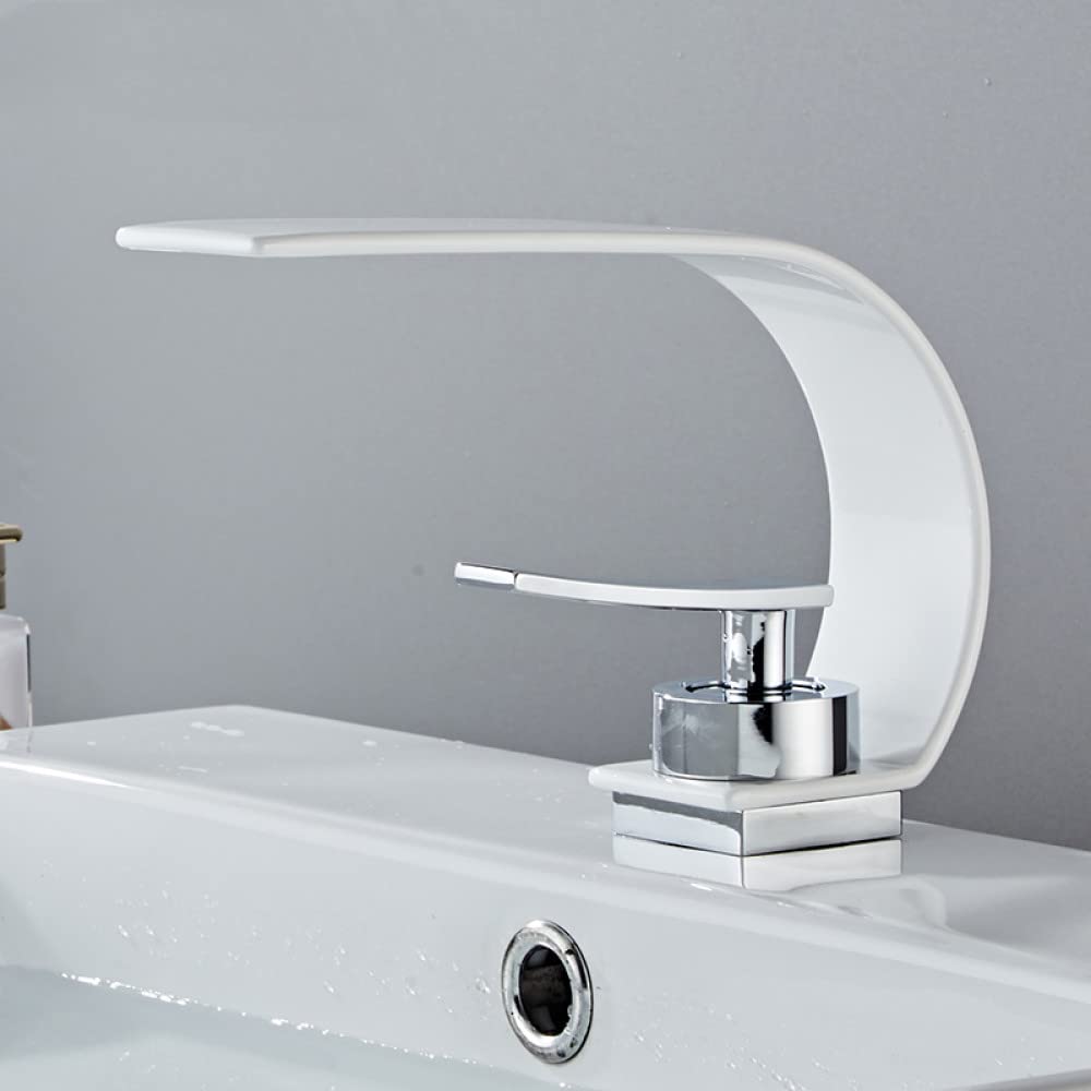 Robinet d'eau chaude cascade au design haut de gamme blanc et chromé