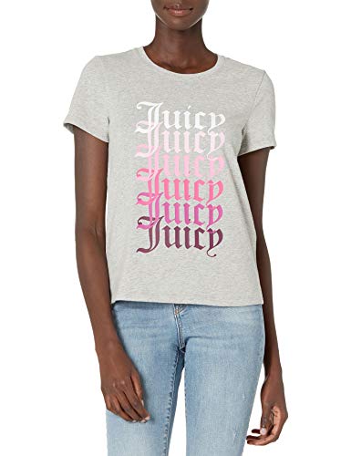 Juicy Couture Women's Short Sleeve Juicy Graphic T-Shirt, Oatmeal Heather, Medium