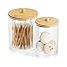 WHATWEARS Wattestäbchen Halter Wattepad Aufbewahrung 1 Stück Acryl Qtip Halter Wattepads Behälter Spender mit Deckel Kosmetik Box für Wattepad Wattestäbchen Klar Cotton Ball Swab Holder Qtip Dispenser