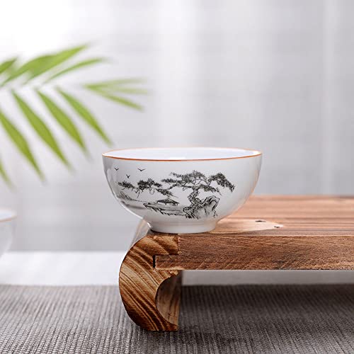 Image of Liang baobao Chinese Tea Tasting Cup Set of 4, 2oz White Porcelain Mini Cups for Gongfu Tea Ceremony (landscape)