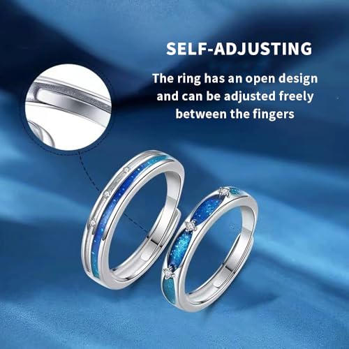 Matching Rings for Couples - Romantic Heart Design | Adjustable Hypoallergenic Wedding Bands Engagement Ring Sets for Him and Her Valentine's Day Gifts4