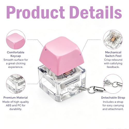 Image of Keyboard Fidget Toy, Four Key Mechanical Style Keychain with Snake Chain, Stress Relief Gadget for Office Workers and Students, Portable Anxiety Relief Tool for Commuting and Gaming
