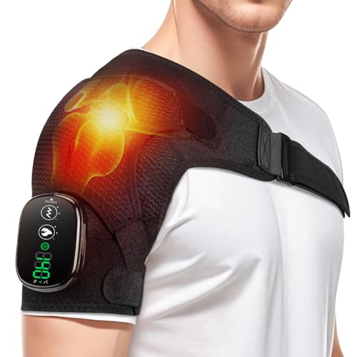 Cordless Shoulder Heating Pad with Massage, Heated Shoulder Wrap with Massage for Rotator Cuff...