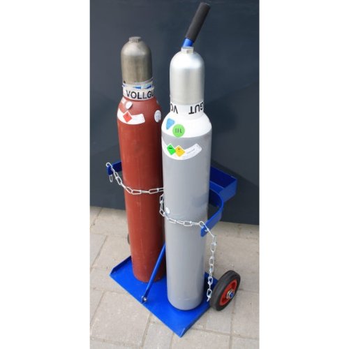 Transportwagen für 2 x10 Liter technische Gasflaschen, zerlegbar blau