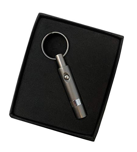 Prestige Import Group - Push Button Retractable Cigar Punch Cutter With Key Chain - Color: Gun Metal Gray #TOP2