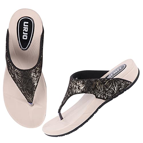 Image of URJO Women's Slippers /FlipFlops Lightweight Super Flexible Arch Support Durable Anti Skid & Stylish Dailywear Slippers /FlipFlops for Women