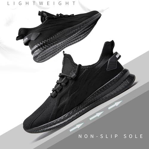 ZGPWZWL Mens Womens Running Shoes Tennis Fashion Sneakers for Men Gym Athletic Walking Lightweight Sneaker Black Size Womens 12/ Men 11
