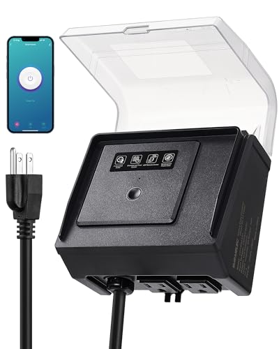 SURAIELEC WiFi Pool Timer for Above-Ground Pools, NEMA 5-15R Plug-in Timer with Dual Outlets, 15A 125V 1HP, Weatherproof PC Cover, Ideal for Pool Pumps, Filters, Lights and Salt Chlorination Systems