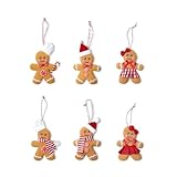 VlHpnpe 6 piezas de tela para hombre, adorno de árbol de Navidad, galletas, muñecos, decoraciones colgantes para puertas, chimeneas, ventanas, decoración de embalaje de Navidad