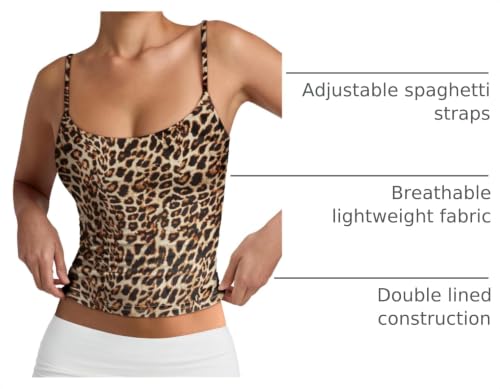 Image of PINKMSTYLE Women's Basic Double Lined Scoop Neck Tank Tops Summer Cami Top | Adjustable Spaghetti Strap,Soft Skin Stretch,Slim Fit for Everyday Wear