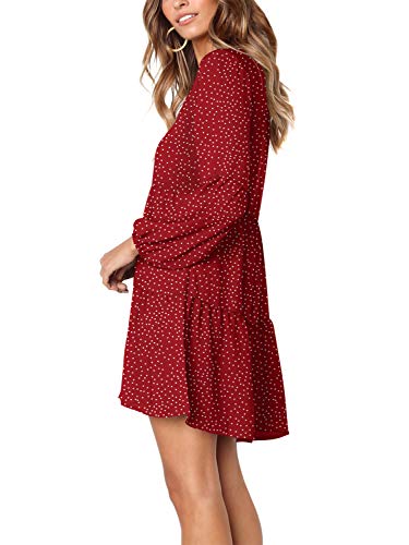 Amoretu Womens Tunic Dress Long Sleeve V Neck Casual Loose Flowy Swing Shift Dresses