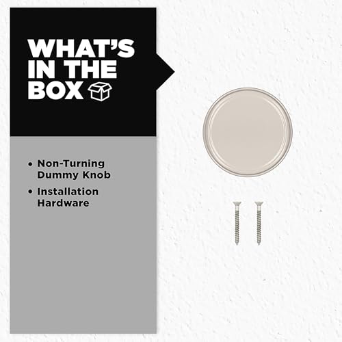 Image of Kwikset Maven Dummy Door Knob, Single Sided Round Handle for Closets, French Double Doors, and Pantry, Satin Nickel Non-Turning Interior Push /Pull Door Knob, with Microban Protection (Pack of 10)