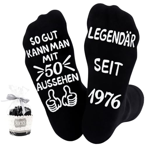 Belillpipi Geschenke zum 50 Geburtstag Mann, Socekn 50. Geburtstag Mann, 1976 Geburtstag Geschenke, Lustige Socken mit Spruch Geburtstagsgeschenk für Männer Frauen ab 50