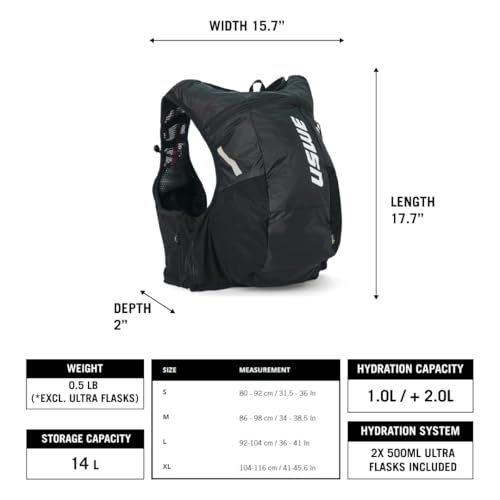 Image of USWE Pace - Running Vest Hydration Pack with 2 x 500ml UltraFlask, Backpack for Men and Women