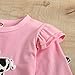 Toddler Baby Girl Ruffled Long Sleeve Cow Print Shirts Top + Leopard Suspender Skirts Overall Dress Clothes Set (Cow Long Sleeve,4-5T)