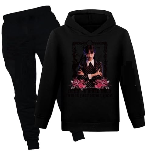 Pull gothique avec capuche ensemble pantalon enfant unisexe mode alternative