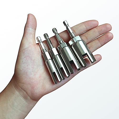4 Pack 1/4" Hex Shank，Power Wing Nut Driver Set,Slot Wing Nuts Drill Bit Socket Wrenches Tools Set, Drills Bits For Panel Nuts Screws Eye C Hook Bolt (4 Pack 4 Size （8Mm,11Mm,14Mm,17Mm）) #TOP6