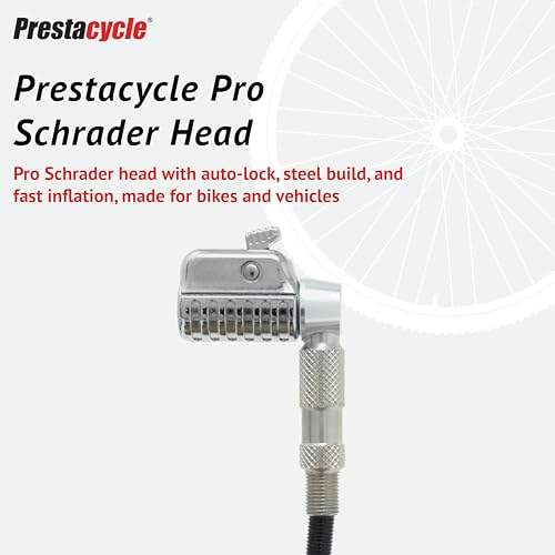 Image of Prestacycle Pro Schrader Head - Auto-Lock Valve Connector for Bike & Car Tires, High Flow Schrader Valve Adapter, Durable Pump Accessory
