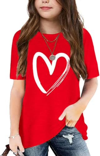 Image of Graphic Tees for Girls Kids Summer Tops Crewneck Short Sleeve T Shirt 5-14 Years