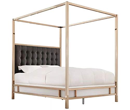 Manhattan Champagne Gold Canopy Bed - Inspire Q (Queen, Charcoal)