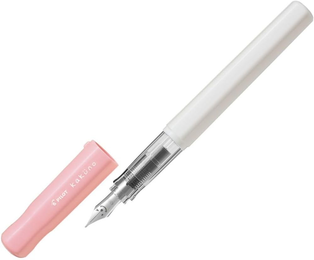 Pilot Kakuno Medium-Nib Fountain Pen, White Body Soft Pink Cap Body (FKA-1SR-SPM)