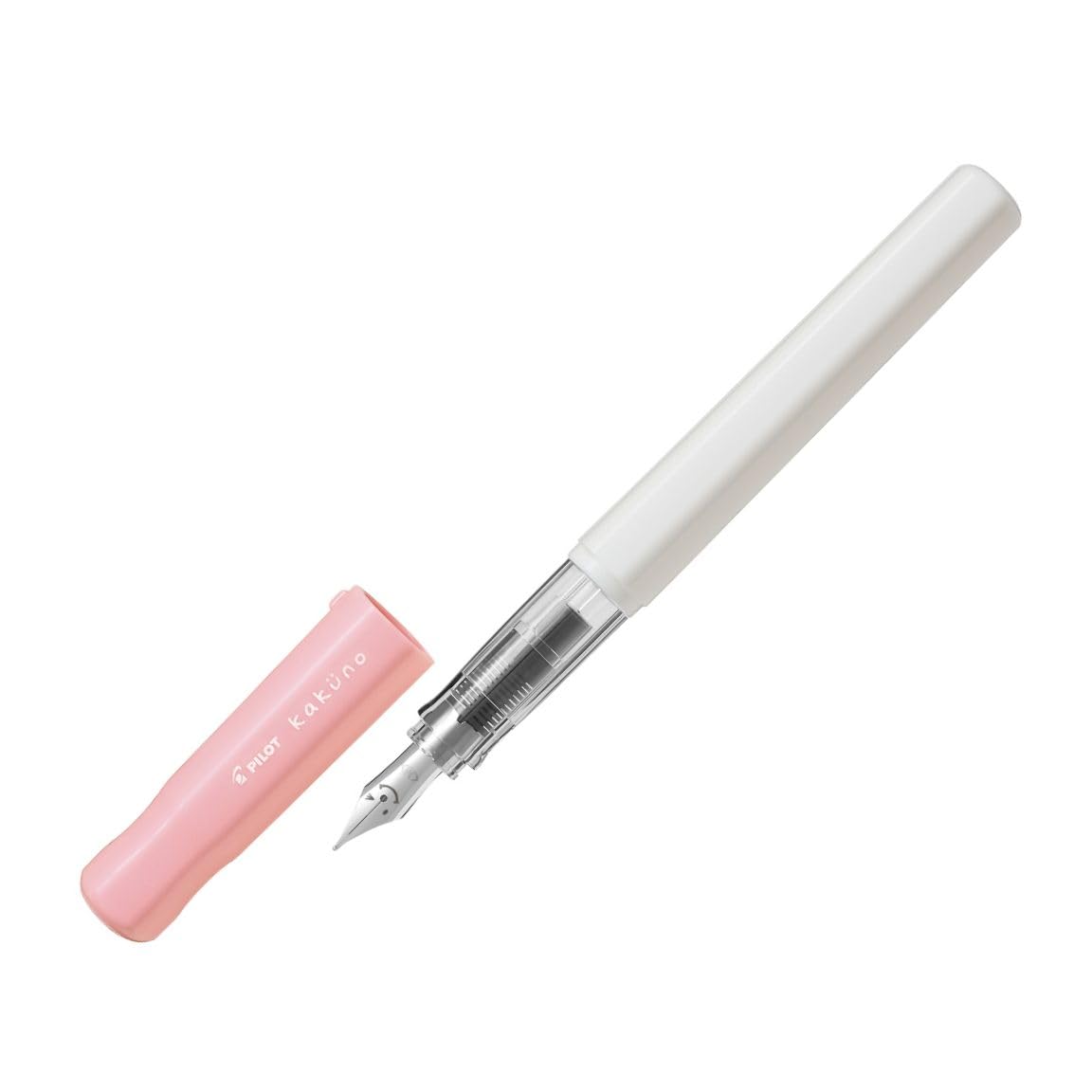 Pilot Kakuno Medium-Nib Fountain Pen, White Body Soft Pink Cap Body (FKA-1SR-SPM)