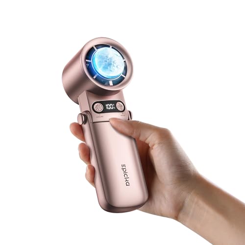 EPICKA Portable Handheld Fan with Ice Cooler - 25H Runtime, Rechargeable 6800mAh Personal Turbo Fan with Power Bank, Fast Charging, 0-100 Speed, Gifts for Women, Summer Travel Essentials, Rose Gold