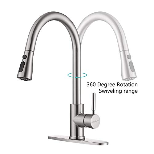 Kitchen Faucet, Single Handle Stainless Steel Kitchen Sink Faucet with Pull Down Sprayer, Pull Out Kitchen Faucets, Faucets for Kitchen Sinks