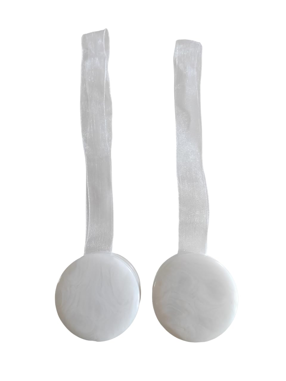 Coppia di Calamite per Tende - Semplici di Forma Tonda (Stile Carrara) - In Vari Colori (Bianco marmo)