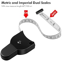 Lunhoo Maßband Körper, einziehbares Stoff-Körpermaßband für Taille, Brust, Hüfte, Armmessung, Schneiderbänder, 150 cm Länge (schwarz) – Ansicht 3