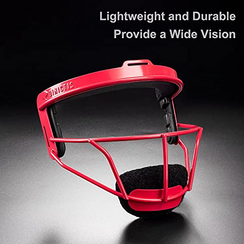 Dinictis Softball Face Mask, With Wide Field Vision, Lightweight And Comfortable, Suit For All Ages - Durable And Safety Fielder Head Guard- Red-Youth(M) #TOP3