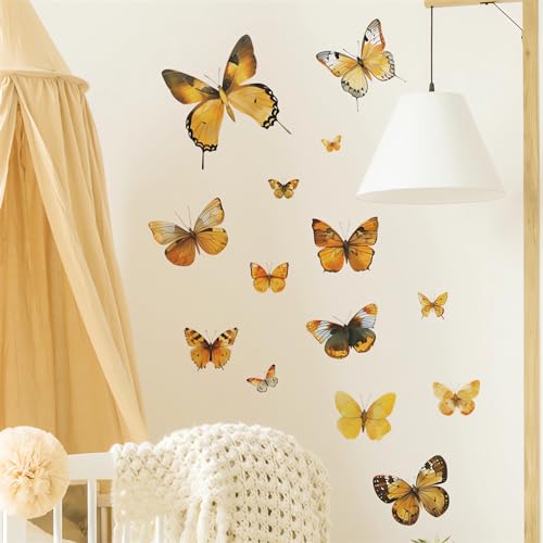 14 Piezas Stickers Vinilo Mariposas Amarillas para Pared miniatura 3