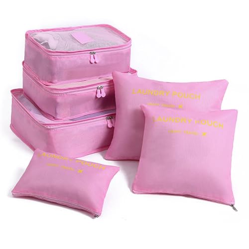 Organizador de Mala Viagem Necessaire Kit 6 Peças Rosa CBRN20621 - Commerce Brasil