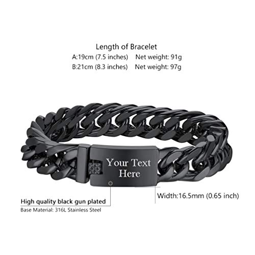 Image of PROSTEEL Stainless Steel Franco Chain Bracelet, Trendy Chunky Bracelets for Men Women, Black /18K Gold Plated, W: 8mm /12mm /17mm, L: 7.5 inch /8.3 inch /9 inch, Come Box