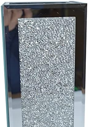 Sparkle Ornament Bling Crushed Diamond Gift | CRYSTALLIZED Crushed mirrored rectangular flower pot with floral design | Crushed Diamond Display | gift present for all occassion Home Decor