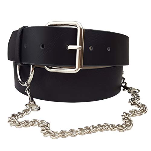 Vegan Plain Belt with Silver Wallet Chain