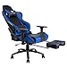 KILLABEE Big and Tall 350lb Massage Memory Foam Gaming Chair - Adjustable Massage Lumbar Cushion, Retractable Footrest and 2D Arms High Back Ergonomic Racing Computer Desk Leather Office Chair (Blue1)