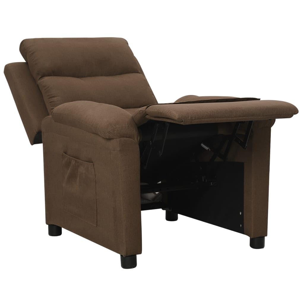 vidaXL Sillón Reclinable Silla Sofá Asiento Butaca Orejero Relax Reposapiés Ajustable Sala de Estar Salón Oficina Muebles de Tela Marrón