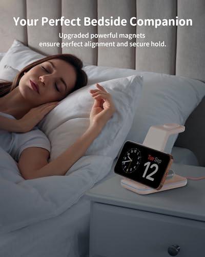 Image of Charging Station for Apple Wireless Charger: 3 in 1 Phone Charger Stand for iPhone 17 16 15 14 13 12 11 SE X Pro Max Plus - Apple Watch Ultra 11 10 9 8 SE 7 6 5 4 3 - Air-Pods 2 3 Pro