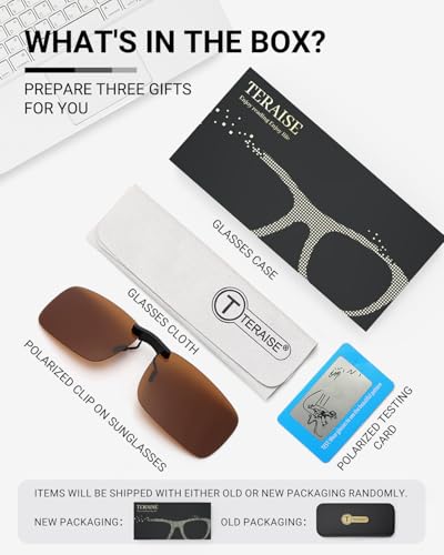 Image of TERAISE Polarized Clip on Sunglasses Over Prescription Glasses Anti-Glare UV400 for Men Women Driving Travelling Outdoor
