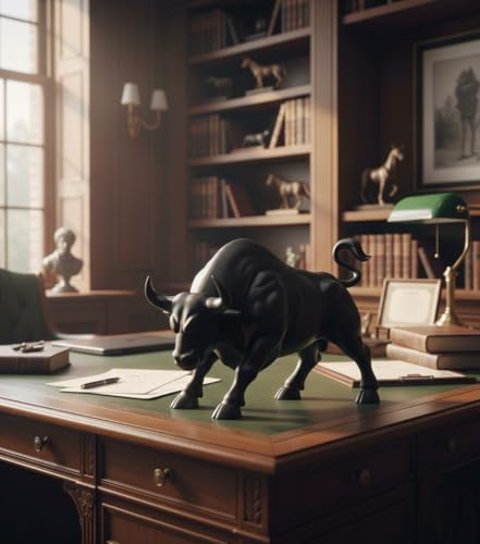 Image of Stock Market Bull Statue Showpiece for Office Desk, Bull Figurine, Share Market Decor, Gift for Traders Investors, Wealth Symbol(Black)