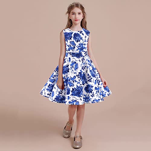 Roupas de festa sem mangas vestido infantil estampa de bolinhas floral infantil meninas roupas de pr