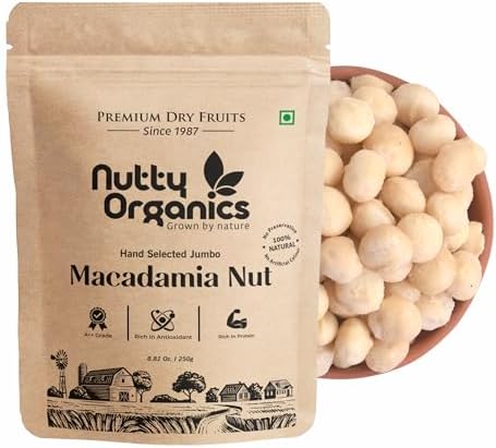 NUTTY ORGANICS Macadamia Nuts - 500 GM | (Grade A ++ Nuts, Premium Jumbo Size)