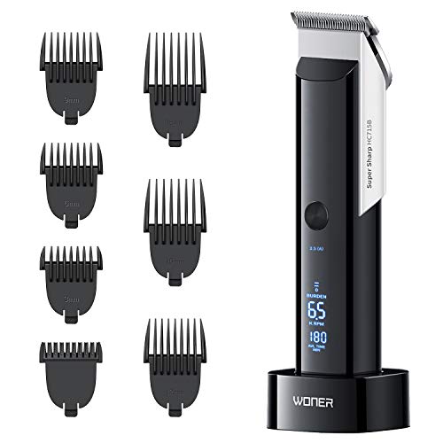 WONER - Cortapelos profesional con batería, recortadora de pelo para hombre, cortadora de pelo largo, recortadora de precisión para hombres con 5 velocidades ajustables,