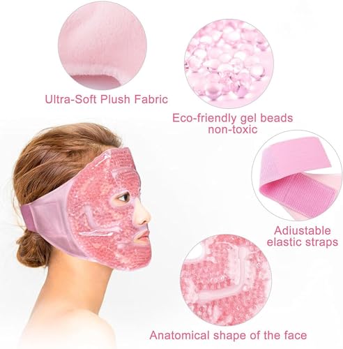 Cooling Face Mask, Women Ice Mask for Face, Reusable Ice Face Mask, Facial Care, Suitable for Reducing Facial Swelling/Dark Circles/Swelling/Facial Relaxation/Reduce Eye Bags/Headache - Image 4