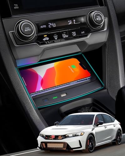 CarQiWireless Wireless Charger for Honda Civic 2016-2021 with USB Port, Wireless Charging Pad for Honda Civic Hatchback Si Coupe Type R Accessories 2021 2020 2019 2018 2017 2016