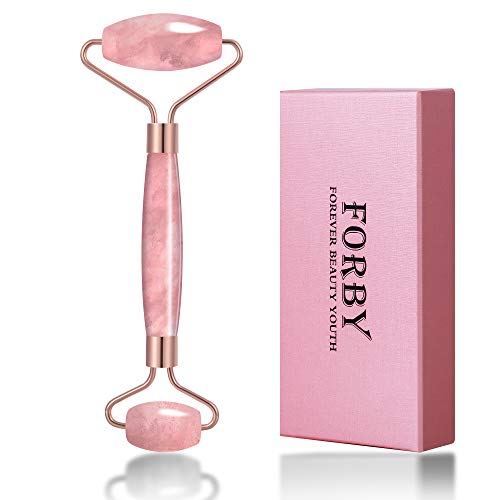 Rose Quartz Roller Jade Roller for Face - Natural Crystal Quartz Facial Face Roller Massager Face Gemstone Healing Toning Skincare Tool for Anti Aging Wrinkle Removal Slim Face(Pink Color)