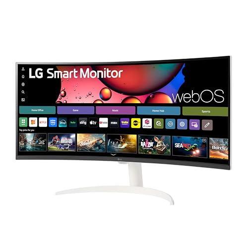 LG 34SR60QC-W 34-inch QHD (3440x1440) Curved Smart Monitor with Streaming, UltraWide Screen, webOS, HDR10, 100Hz, Built-in Speaker, AirPlay2, Screen Share, Bluetooth, ThinQ App, White - image 9