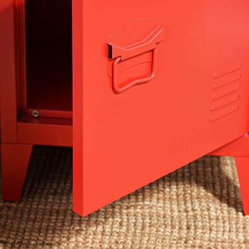 Houseinbox Office File Storage School Lab Supplies Stand Storage 2 Tier Cabinet Shelves, Detachable 4 Legs,Size:15.9'' X 12'' X 22.6'',Red #TOP7